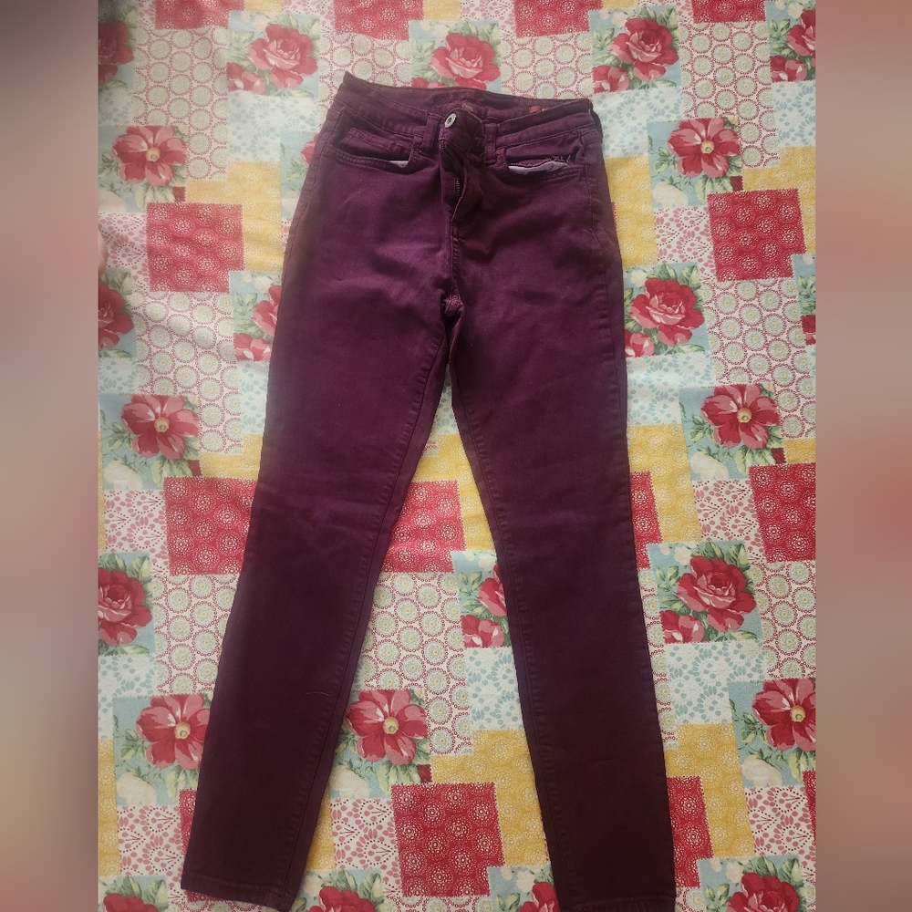 Maroon high rise skinny jeans